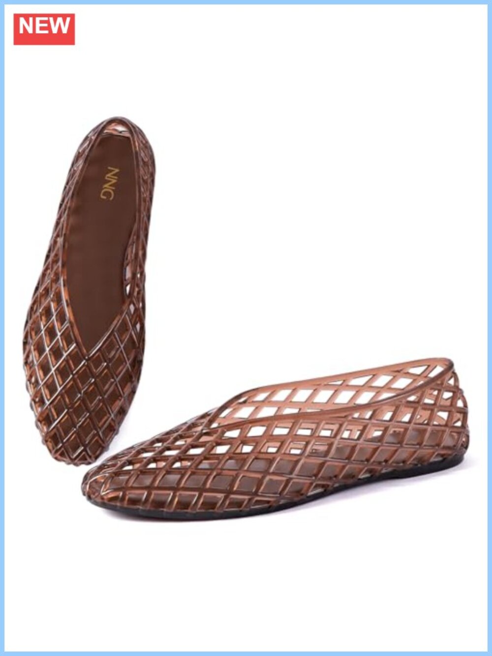 Women's Clear Mesh Jelly Flats Slip On Waterproof Summer Beach Sandals